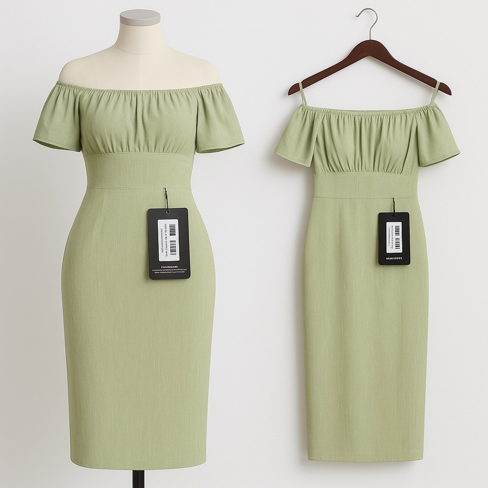 Plus Sage Green Textured Woven Cut Out Detail Midi Dress